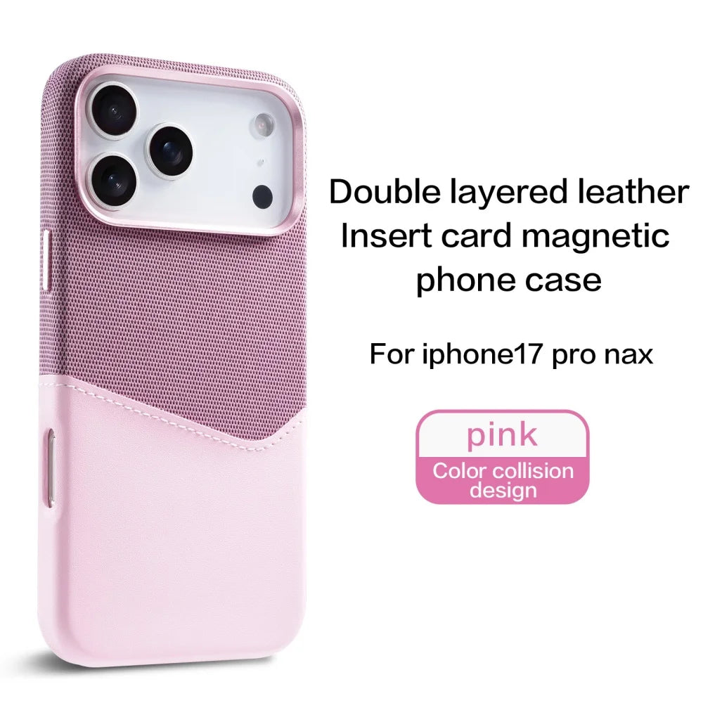Funda de piel y tela para iPhone