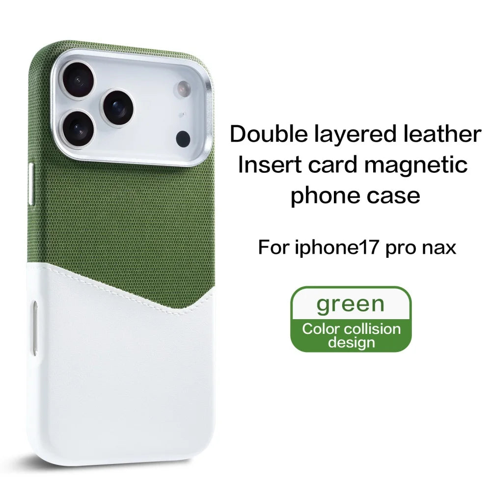 Funda de piel y tela para iPhone