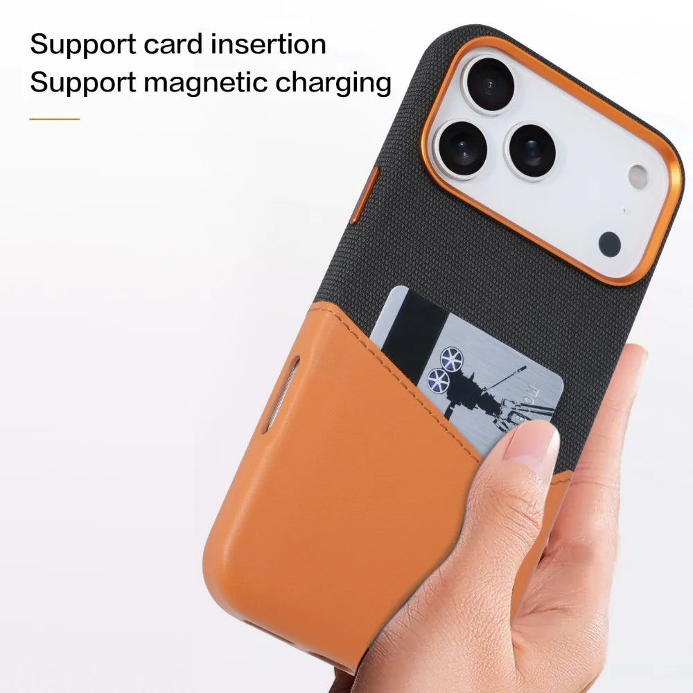Funda de piel y tela para iPhone