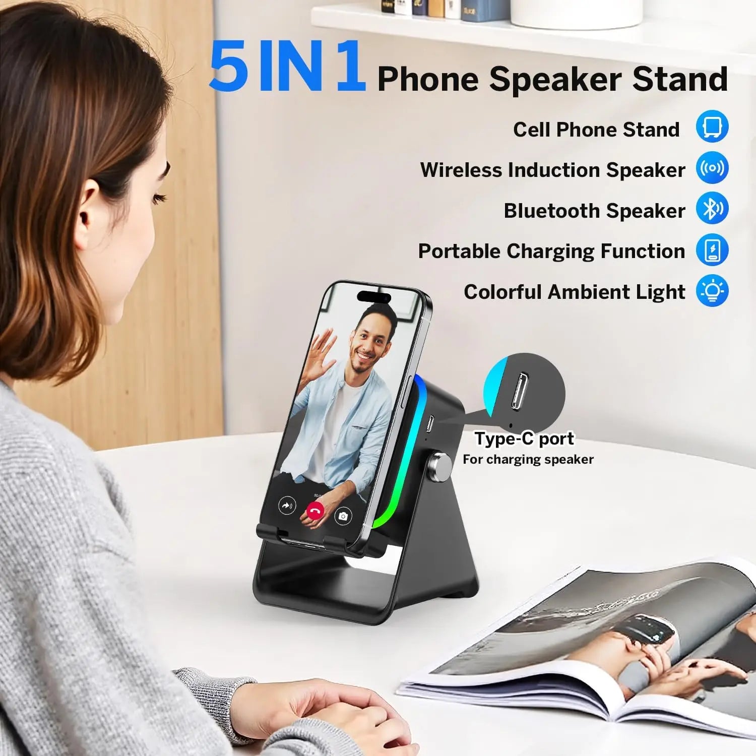 5-in-1 Wireless Induction Bluetooth Speaker