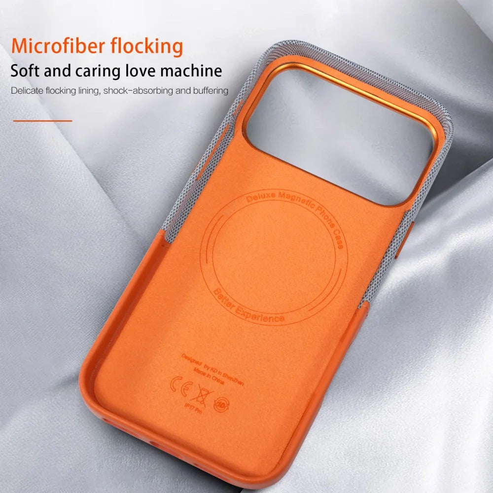 Funda de piel y tela para iPhone