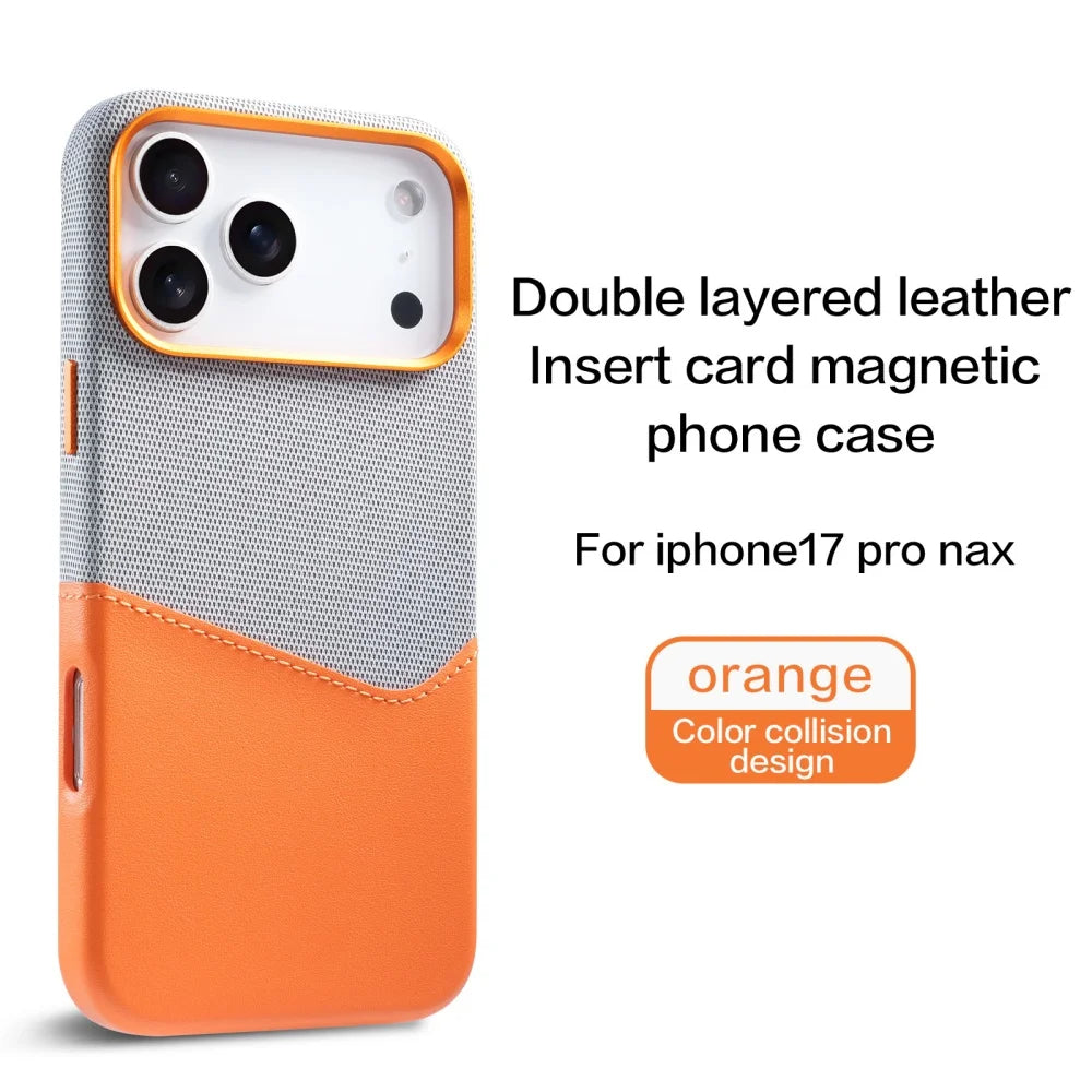 Funda de piel y tela para iPhone