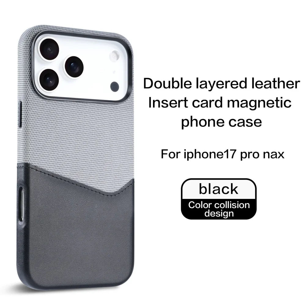 Funda de piel y tela para iPhone
