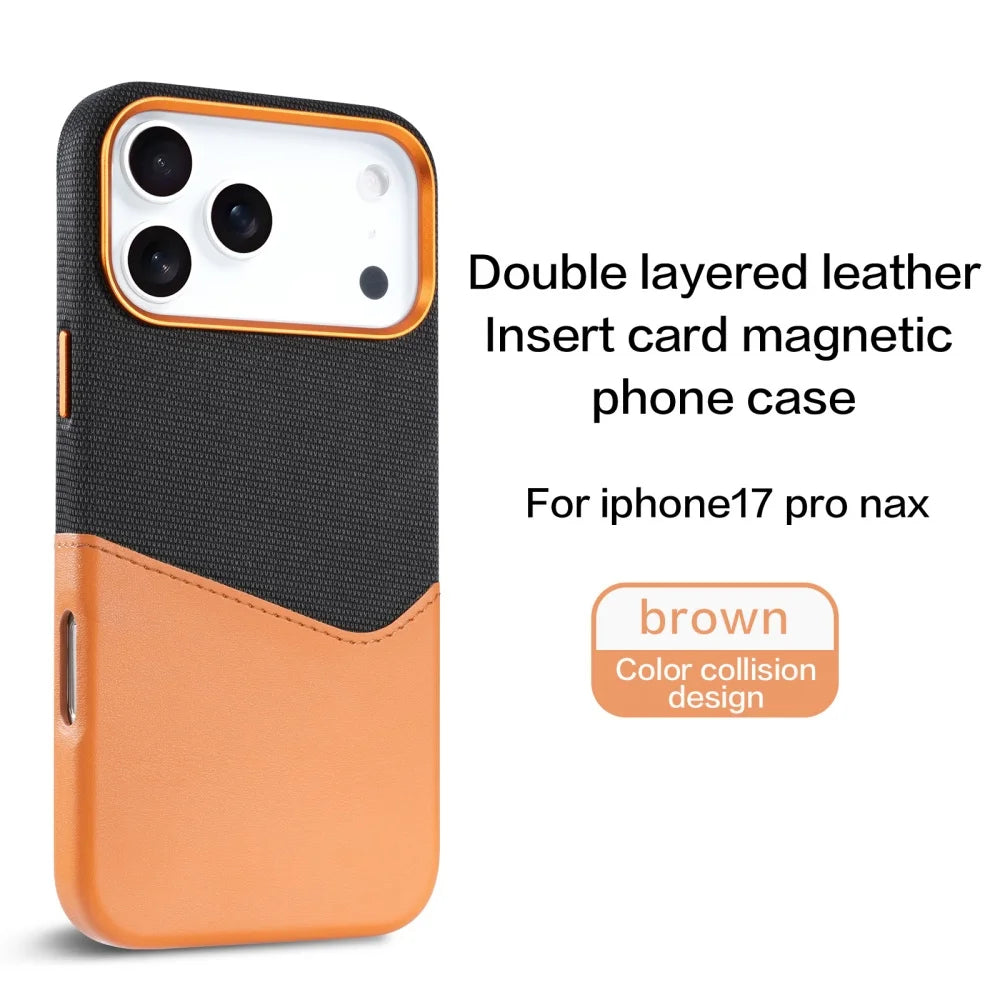 Funda de piel y tela para iPhone